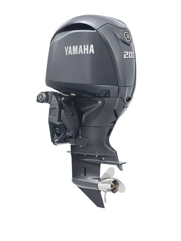Yamaha F200XSA Outboard - Gray | 25-Inch Shaft | Digital Electronic Control (DEC) | Electric Start | Power Trim & Tilt